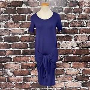 Everly Grey Dress Blue Knit Tie Size XS